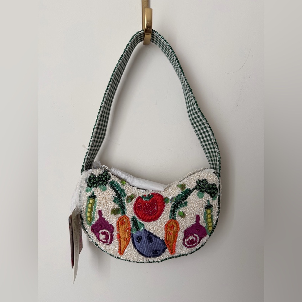 Viral beaded vegetable shoulder bag